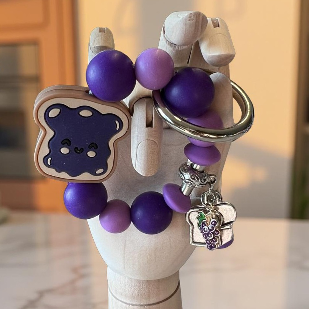 Grape Jelly Toast Theme Mini Keychain / Tumbler Cup Charm / Purse Charm